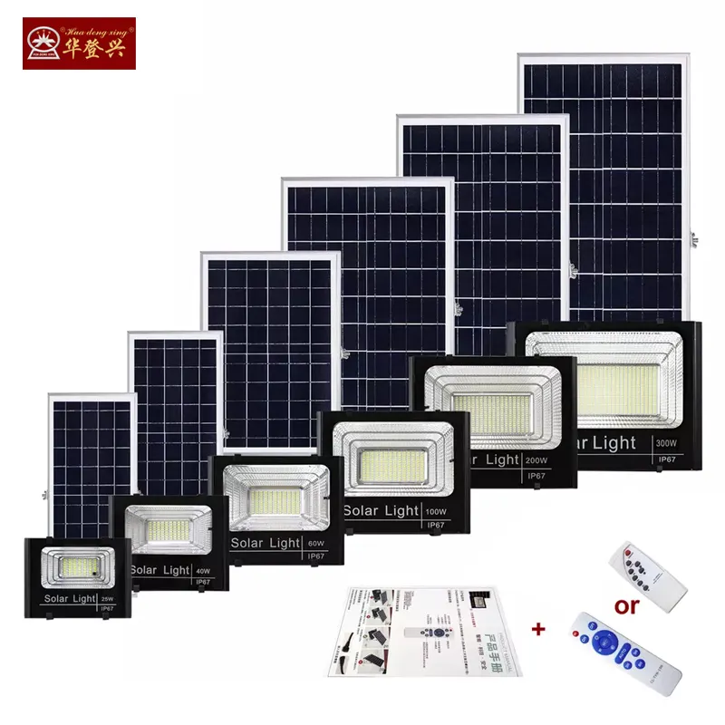 Outdoor solar panel with Light control time control remote control 60w 100w waterproof IP66 solar flood light