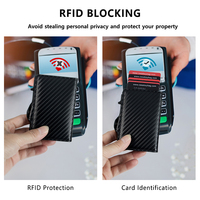 Dompet Lipat Serat Karbon Anti Maling Anti RFID Kulit Otomatis untuk Pria - Promo!