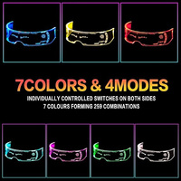 Lunettes LED clignotantes à 4 modes pour cosplay, fête, bar, club, festival, rave, cyberpunk, lunettes à visière LED