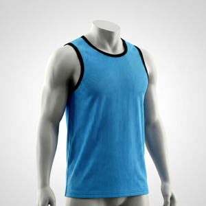 Débardeur en maille turquoise pour homme, col personnalisé, coupe classique, séchage rapide, respirant, vêtements de basketball toutes saisons, couleur unie - Product Image 1