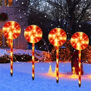 Howlighting New Pathway Lamp 3pcs Led Candy Cane Lights Outdoor Waterproof Christmas Lights With 8 Lighting Modes