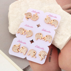 أقراط مجوهرات أنيقة NYH للبيع بالجملة أقراط مرصعة بيان ذهب وردي 18 قيراط حيوان لطيف - Product Image 6