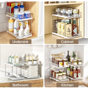 Supports de rangement pour la maison et la cuisine Supports pour tiroirs Double plateaux d'organisation - Product Image 6