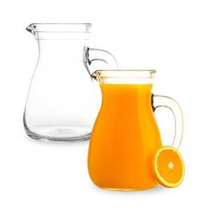 Caraffe in vetro da 1 litro con manico ergonomico e beccuccio antigoccia, lavabili in lavastoviglie, set di brocche per servire succhi e acqua - Product Image 6