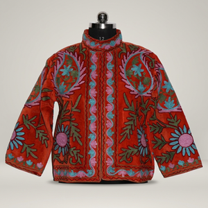 Chaqueta Floral Suzani Hecha a Mano, Elegante, de Calidad Premium y Duradera, Abrigo Étnico Bordado Colorido, Ropa de Abrigo Cálida, Venta al Por Mayor - Product Image 4