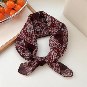 Mode coloré fleur imprimé <span class=keywords><strong>court</strong></span> petit carré écharpe 55*55cm doux coton sensation chanvre cou cravate tête carrée <span class=keywords><strong>cheveux</strong></span> Bandanas - Product Image 6
