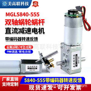 5840-555 Dual Shaft Dc Geared Motor 12V 24V 56Mm Flange Mount <b>Worm</b> Gear Permanent Magnet Miniature Motor - Product Image 2