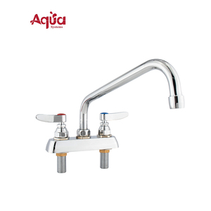 Aqua Systems 2-Handle Kitchen Faucet Deck Mounted <b>Chrome</b> Plated Brass Classic Style 10 Inch Spout - Product Image 1
