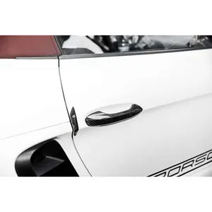 Real Dry Carbon Fiber door handle cover stick on 4pcs For Porsche 2014-2017 macan car door handle cover