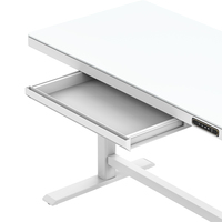 Bureau d'ordinateur en verre avec USB Type-C Cadre de table de bureau électrique réglable en hauteur avec tiroir