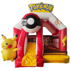 Château gonflable Poke Mon Moonwalk <span class=keywords><strong>Pikachu</strong></span> avec toboggan, combo gonflable Pokeball pour jardin, château gonflable dessin animé avec toboggan sec - Product Image 4