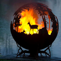 Poêle à bois extérieur feu de camp feu de forêt Corten Steel Sphere dome leaf fire fosses