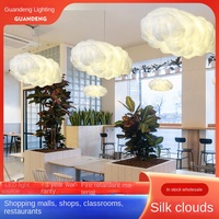 Lustre Nuage Créatif en Coton Blanc, Luminaire Ambiant Transparent pour Bar Commercial, Lustre Décoratif pour Maternelle