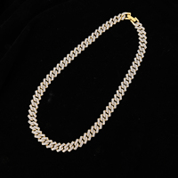 Hip Hop 11mm 3.6mm d'épaisseur chaîne cubaine collier plaqué or glacé Prong lien strass incrusté pour cadeau chrétien