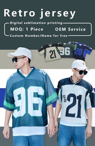 Maglia <span class=keywords><strong>da</strong></span> Football Americano Retrò Personalizzata Buker in Poliestere Stampato a Sublimazione, Maglia <span class=keywords><strong>da</strong></span> <span class=keywords><strong>Calcio</strong></span> Personalizzata Nera per Uomo - Product Image 2