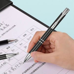Stylos plume publicitaires en métal, noirs et blancs, fins et élégants, personnalisables avec logo, écriture fluide, portables, vente en gros à prix réduit - Product Image 5