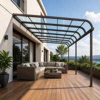Auvent rétractable motorisé moderne en alliage d'aluminium et acrylique pour terrasse, caravane et patio extérieur