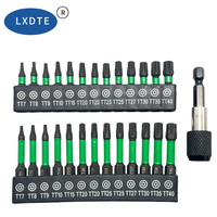Jeu de 13 embouts de tournevis Torx T7-T40 de 25 mm et 50 mm avec revêtement noir et manchon en caoutchouc, tige hexagonale de 1/4, outils à main