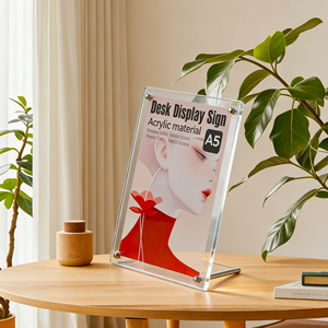 透明アクリル製A4磁気折りたたみ式デスクディスプレイサインホルダー、サポートレッグ付きディスプレイアクリルスタンド、OEM卸売 - Product Image 3