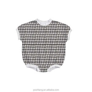 FOCUS Barboteuses d'été à carreaux à manches courtes pour enfants Combinaisons de couleur unie en coton doux pour bébé Bodys amples pour garçons Nouveau design Barboteuse pour bébé - Product Image 6