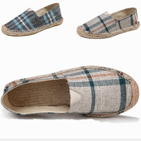 Chaussures en toile de lin pour hommes et femmes, style paresseux de pêcheur, chaussures d'été de vieux Pékin