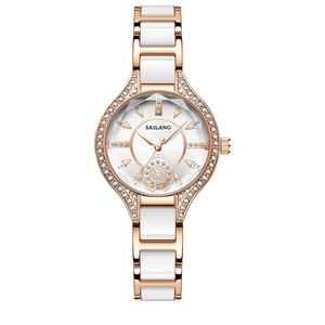 นาฬิกาผู้หญิงสุดหรูสายเซรามิคนาฬิกาข้อมือผู้หญิงเทรนด์ใหม่เครื่องประดับเพชรโครเมี่ยมชุบโรสโกลด์ - Product Image 3