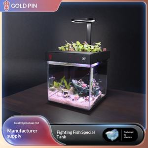 Aquarium cylindrique de bureau pour poissons rouges, écologique, pour betta, idéal pour la maison et le salon, hydroponique, sans changement d'eau, aquarium paresseux - Product Image 4