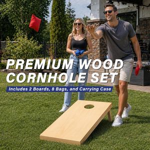 Jeu de <span class=keywords><strong>cornhole</strong></span> interactif d'extérieur personnalisé en bois, planche de 4x2 pieds en bois massif taille réglementaire avec 8 sacs de billes et sac de transport - Product Image 2