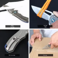 Mini couteau de poche pliant en alliage de titane en acier D2 avec lame en acier inoxydable pour le camping en plein air et l'auto-défense en stock