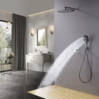 Ensemble de mitigeur thermostatique de douche et bain encastré moderne, système de douche pluie dissimulé en laiton