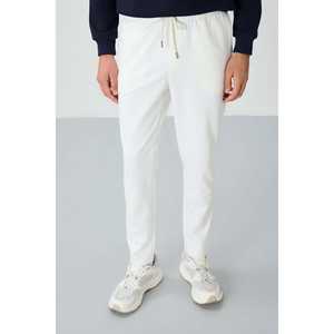 Pantalon de survêtement pour homme, coupe standard, écru, en molleton français, avec poches, 82155 - Product Image 3