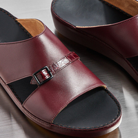 SHIKOL bordeaux en cuir de veau sandale traditionnelle hommes pantoufle sangle à la main rembourrage doux sandales italiennes hommes dubaï sandales arabes