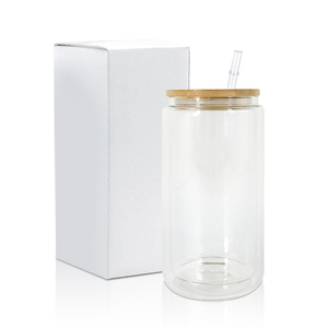 Hoa Kỳ kho 16oz rõ ràng đôi tường thăng hoa thủy tinh drinkware pre-khoan tuyết toàn Cầu Tre nắp nhựa rơm miễn phí vận chuyển - Product Image 5