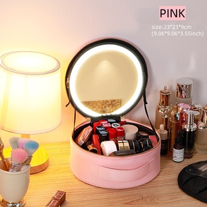 Led Gương trang điểm trường hợp với mỹ phẩm tổ chức Lưu trữ túi cao cấp công cụ trang điểm - Product Image 2