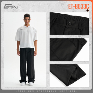 <strong>Pans</strong> &amp; Trousers 380Gsm Custom <strong>Formal</strong> Dress Sweatpants Street Wear Wide Leg Cargo Suit Track Baggy Pleated Pants Men - Product Image 3