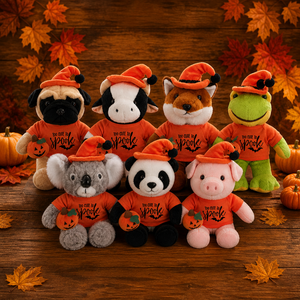 Peluche de vache d'Halloween, jouet en peluche doux et réconfortant avec chapeau de sorcier et citrouille, mignon et effrayant, cadeau de vacances <span class=keywords><strong>orange</strong></span> - Product Image 3