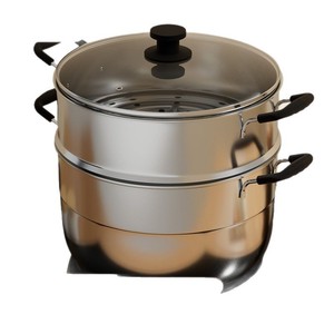 Stainless Steel <b>Steamer</b> 2 Tier With Lid For Steaming Buns Dumplings And Soup Home Use - Product Image 1