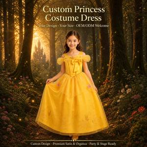 Robe de princesse jaune pour filles, costume de fête La Belle et la Bête, tenue de spectacle pour enfants - Product Image 1