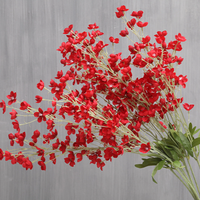 Harga Pabrik Karangan Bunga Campanula Bluebells Kustom Bunga Sutra Mekar 95cm 80 Buah untuk Hari Valentine Tanaman Buatan