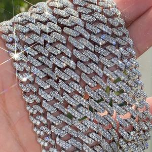 Cadena Cubana de Oro Real de 10K con Diamantes Cultivados en Laboratorio, Joyería de Lujo, 8mm 10mm 12mm 20mm - Product Image 4