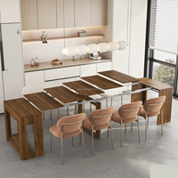 Table à manger télescopique en bois massif, style transformable, nouvelle collection, table à manger invisible pliable et buffet intégré