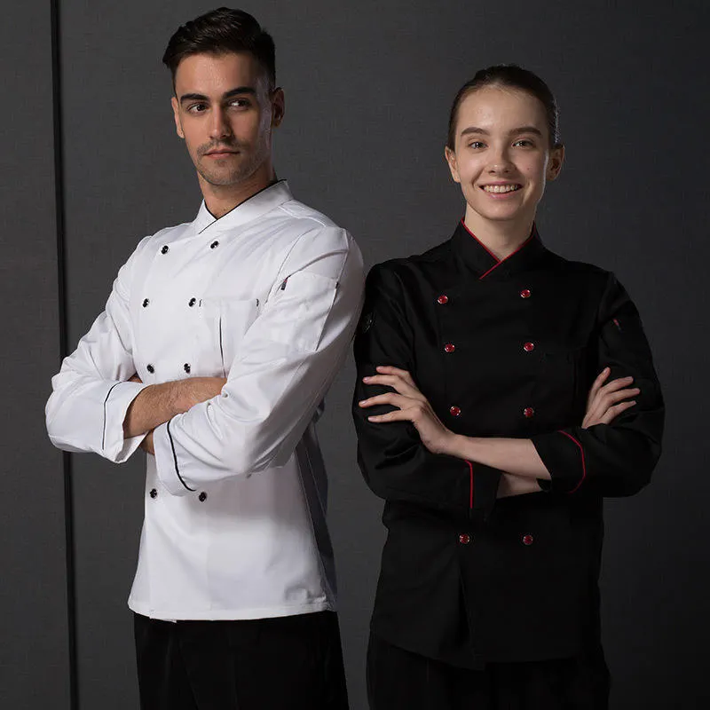 AI-MICH Cozinha Mangas Compridas Respirável Chef Casaco Restaurante Uniformes Smock Cozinha Roupas Fabricar Personalizar Jaqueta Neutro