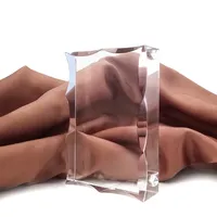 Yüksek kaliteli özel boş kristal küp 3D açısal kristal kupa Cuboid boş kristal dekorasyon