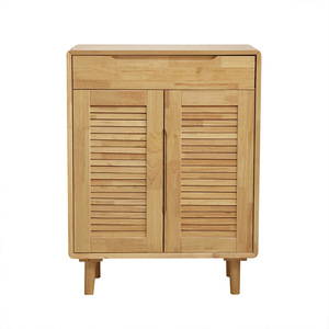 Nordic Style Solid Wood <b>Shoe</b> Cabinet With Doors <b>Storage</b> Entryway Cabinet Natural Wood Color For Home Use - Product Image 4