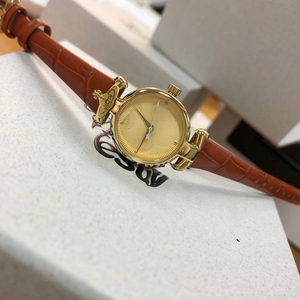 Nuevo y popular reloj azul hielo con correa de cuero, reloj de cuarzo Saturno pequeño dorado con diseño de hueso de serpiente para mujer - Product Image 2