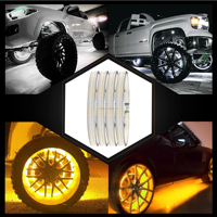 Kit de feux de roue Switchback 12 rangées avec animation de démarrage blanche Fonction de clignotant ambre 17 pouces Lumière d'anneau de roue pour camion