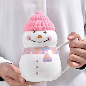 Tasses en céramique mignonnes en forme de bonhomme de neige, tasses à café et à lait pour couple, tasses de Noël et d'hiver - Product Image 2