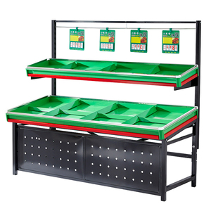 Tùy Chỉnh Gỗ Cửa Hàng Phong Cách Đứng Bề Mặt Đóng Gói Loại 3 Tier Siêu Thị Rau Quả Giá Hiển Thị Kệ Kim Loại Ánh Sáng <span class=keywords><strong>Duty</strong></span> - Product Image 4