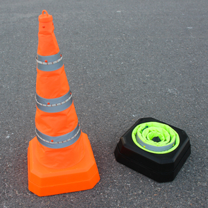 Cono de Seguridad Plegable de Emergencia con LED Intermitente, Retráctil, Batería Recargable, Tela Oxford Impermeable, Seguridad Vial, Blanco PE - Product Image 4