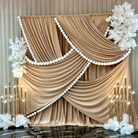 Rideaux de fond de scène roses à double couche avec support pour mariage et événements